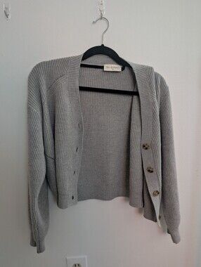 78•SUNNY Light Gray Ribbed Button-Front Women's Cardigan